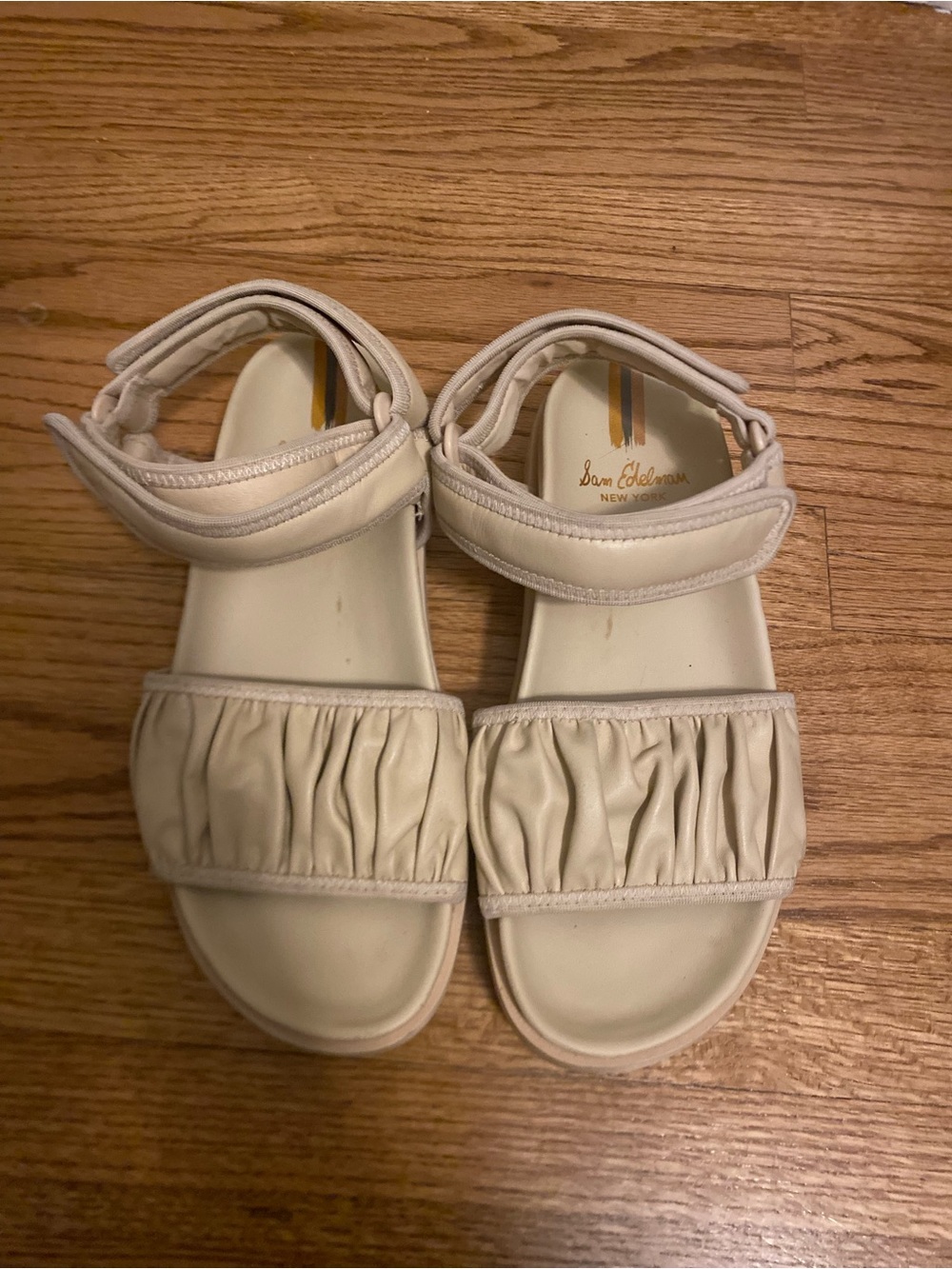 Sam Edelman Neutral Beige Ruched Strap Sandals